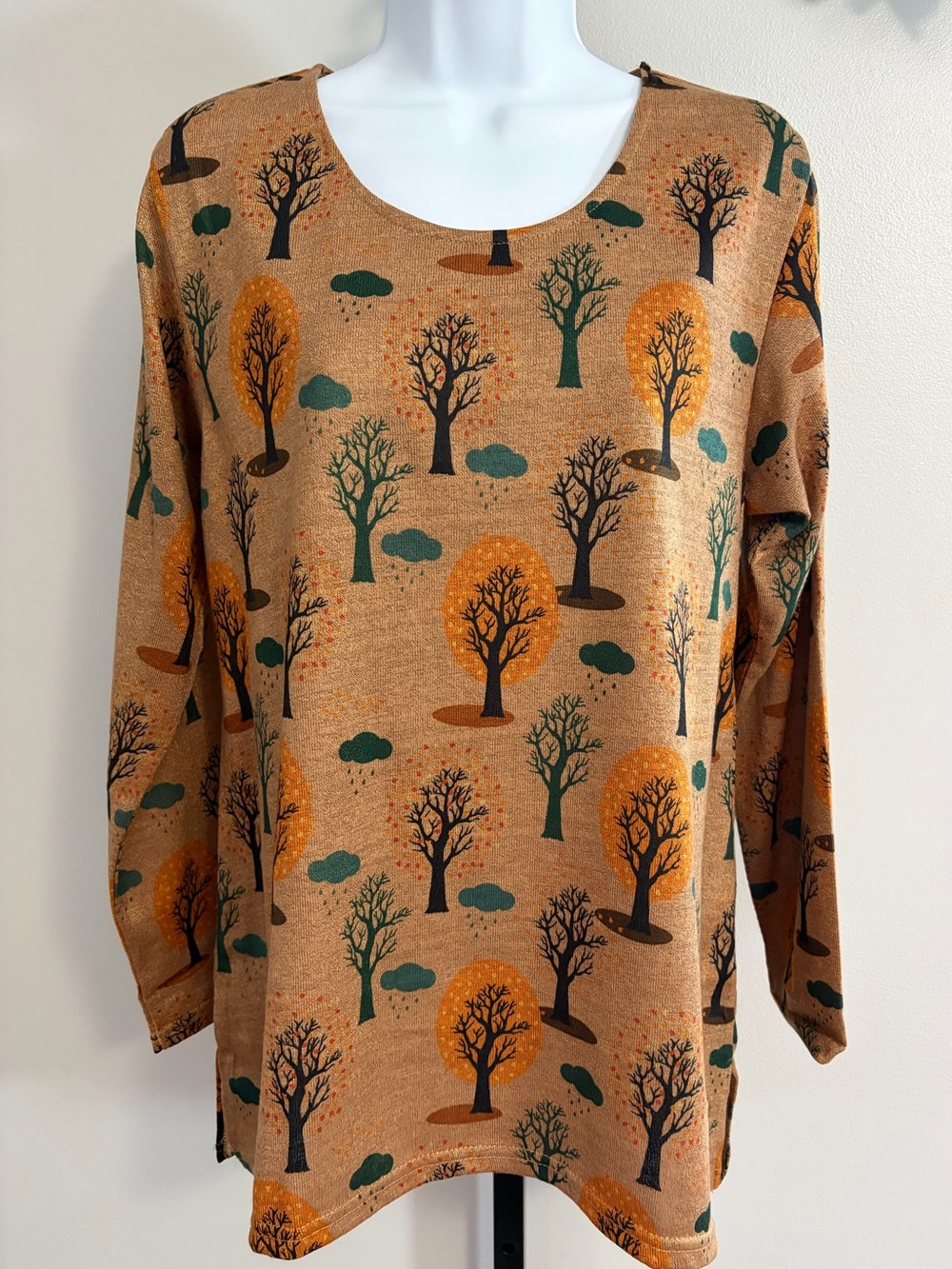 NWT Yak N Yeti- Autumn Tree Print Long Sleeve Tunic Top